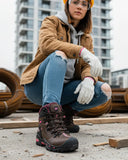 Botas Industriales para Mujer San Polos 2838 | Cuero Café & Fucsia